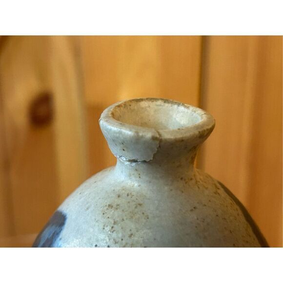 Vintage Signed Pottery Oil Jar Hand Painted Hand Made Signed Bussey (8604) Damag - Picture 7 of 9